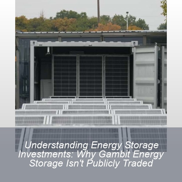 Understanding Energy Storage Investments: Why Gambit Energy Storage Isn't Publicly Traded